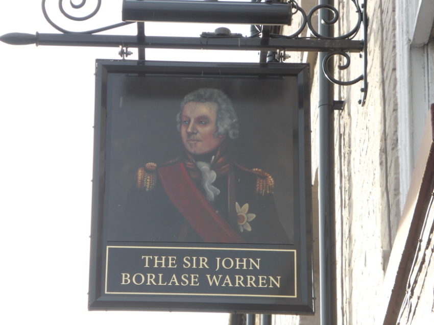 Sign of The Sir John Borlase Warren in Canning Circus, representing Sir John Borlase Warren himself